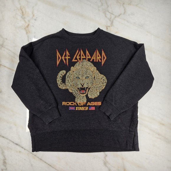 Def Leppard Tops - VTG‎ Def Leppard Sweatshirt Womens L Charcoal Rock of Ages 1983 Graphic Rocker